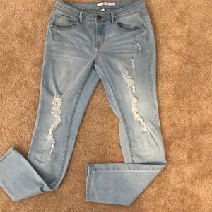 Frayed rip jeans